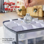 Decoration Storage Cube With 64 Ornament Dividers And Handles | Grey