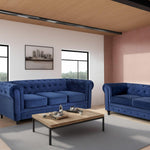 Button Tufted Velvet Living Room Sofa - 2 Seater | Blue