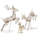 Outsunny 3-piece Light Up Deer Family Set Of 3 With 200 Led Lights, Brown