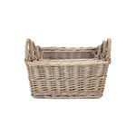 Wicker Antique Wash Finish Handled Unlined Storage Basket | Set-of-3 | Brown
