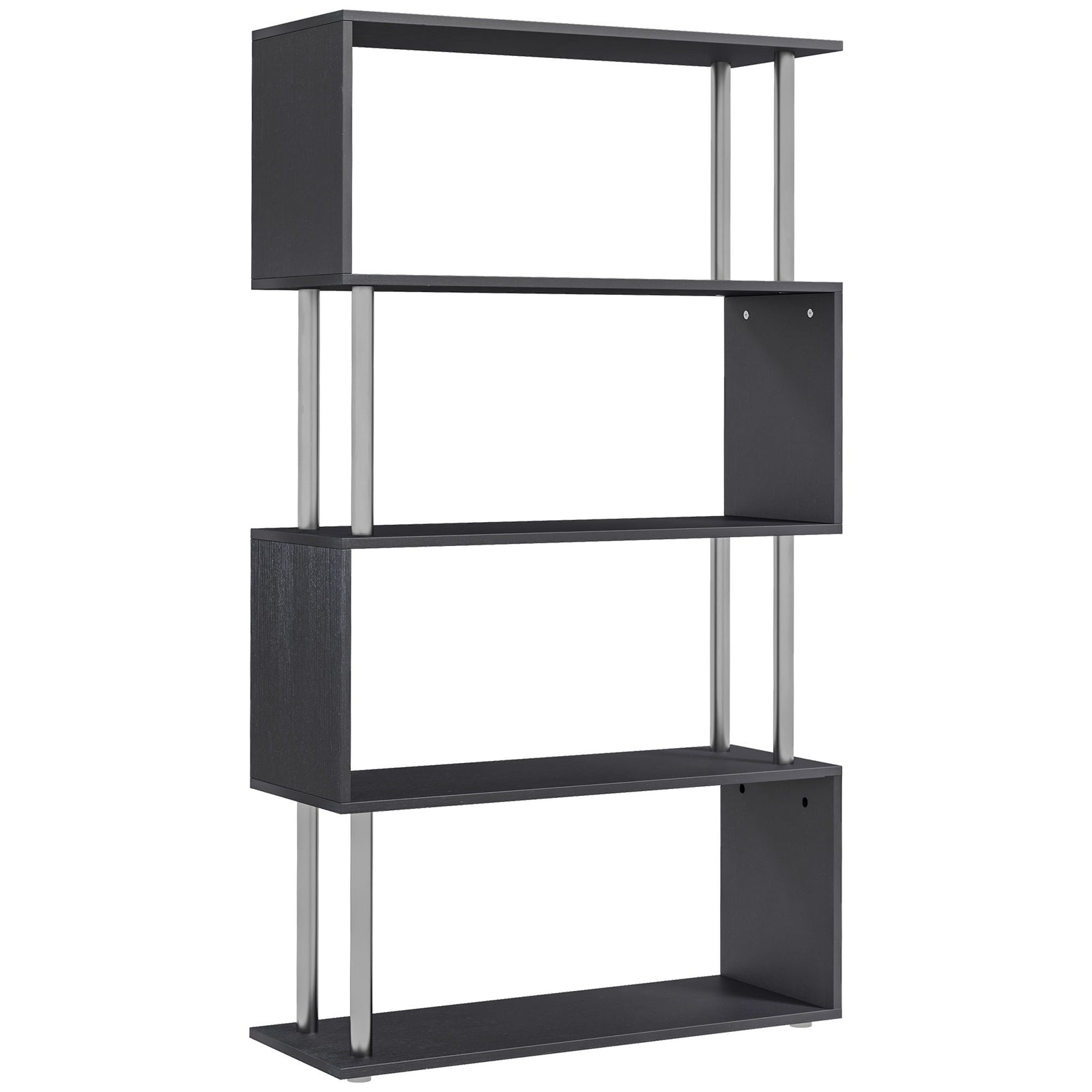 Wooden Storage Display Unit Bookcase Dividers S Shaped | One Size | Black