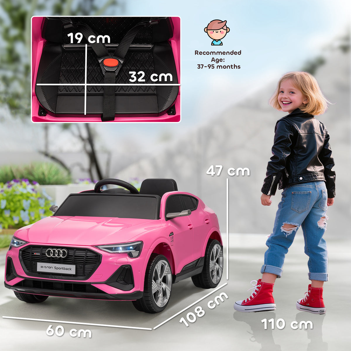 12v Kids Electric Ride-on Car/ W Remote Control, Lights, Music | Pink