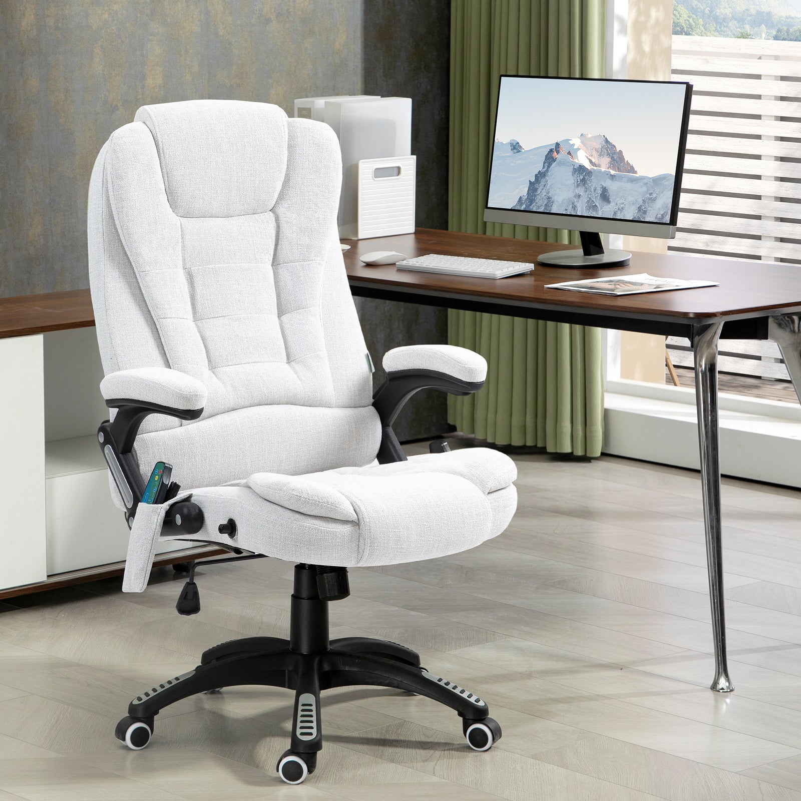 Reclining Chair W/ Heating Massage | White