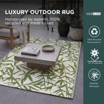 Luxury Outdoor Rug Waterproof Reversible For Garden Patio 100% Recycled, Green Zena Tropical | 180cm x 270cm | Green