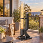 13 Kw Wood Pellet Heater With Glass Tube, Ash Tray, Black