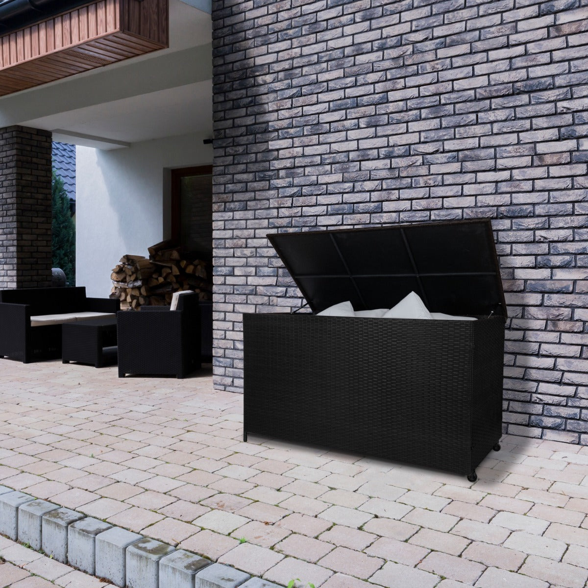 Rattan Cushion Storage Box 582l | Black