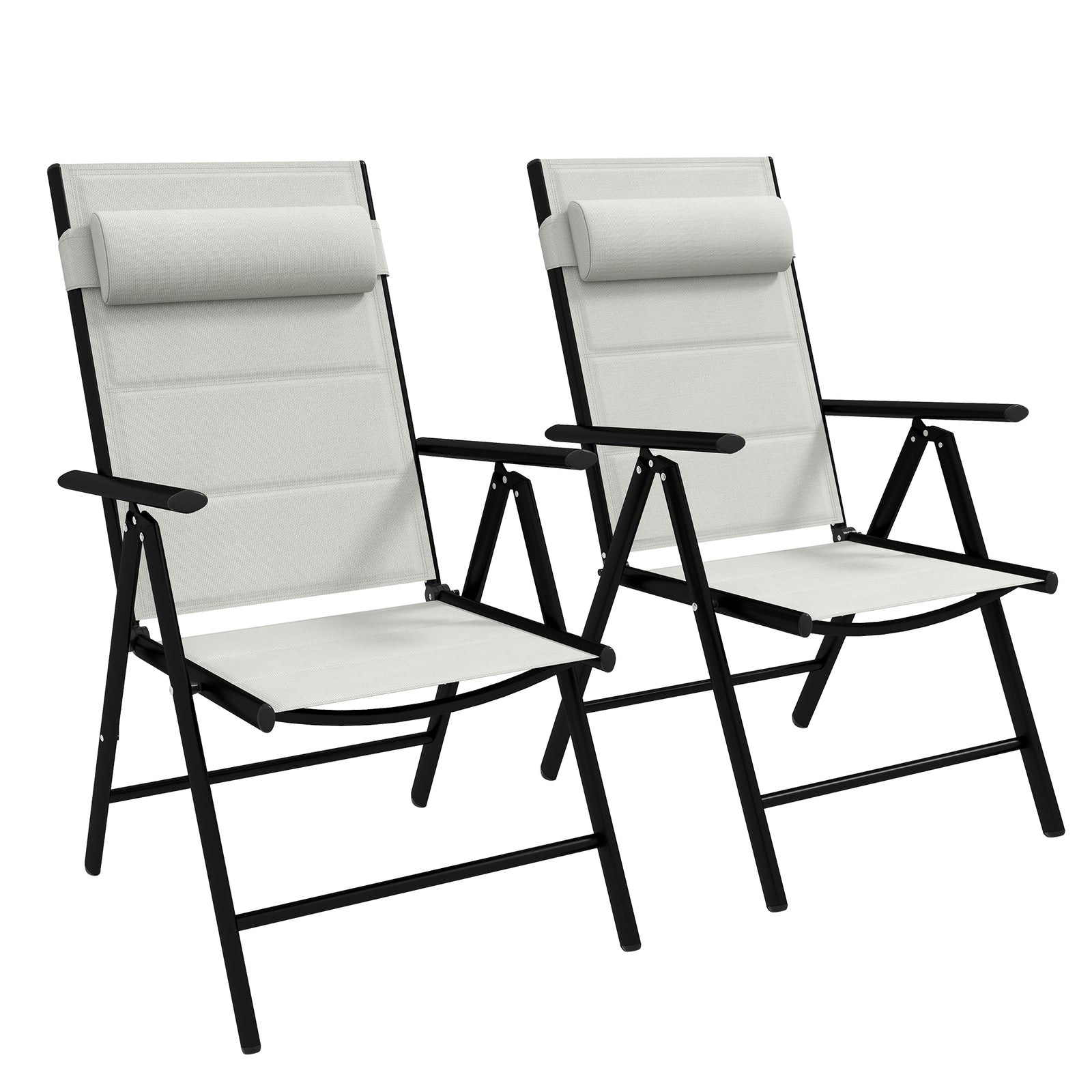 Set Of 2 Patio Folding Chairs With Adjustable Back | Gray