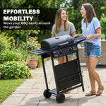 Outsunny Gas Burner Barbecue Grill, Garden Bbq Grill With Warming Rack