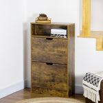 Rustic 2 Flip Door Shoe Cabinet With Adjustable Divider