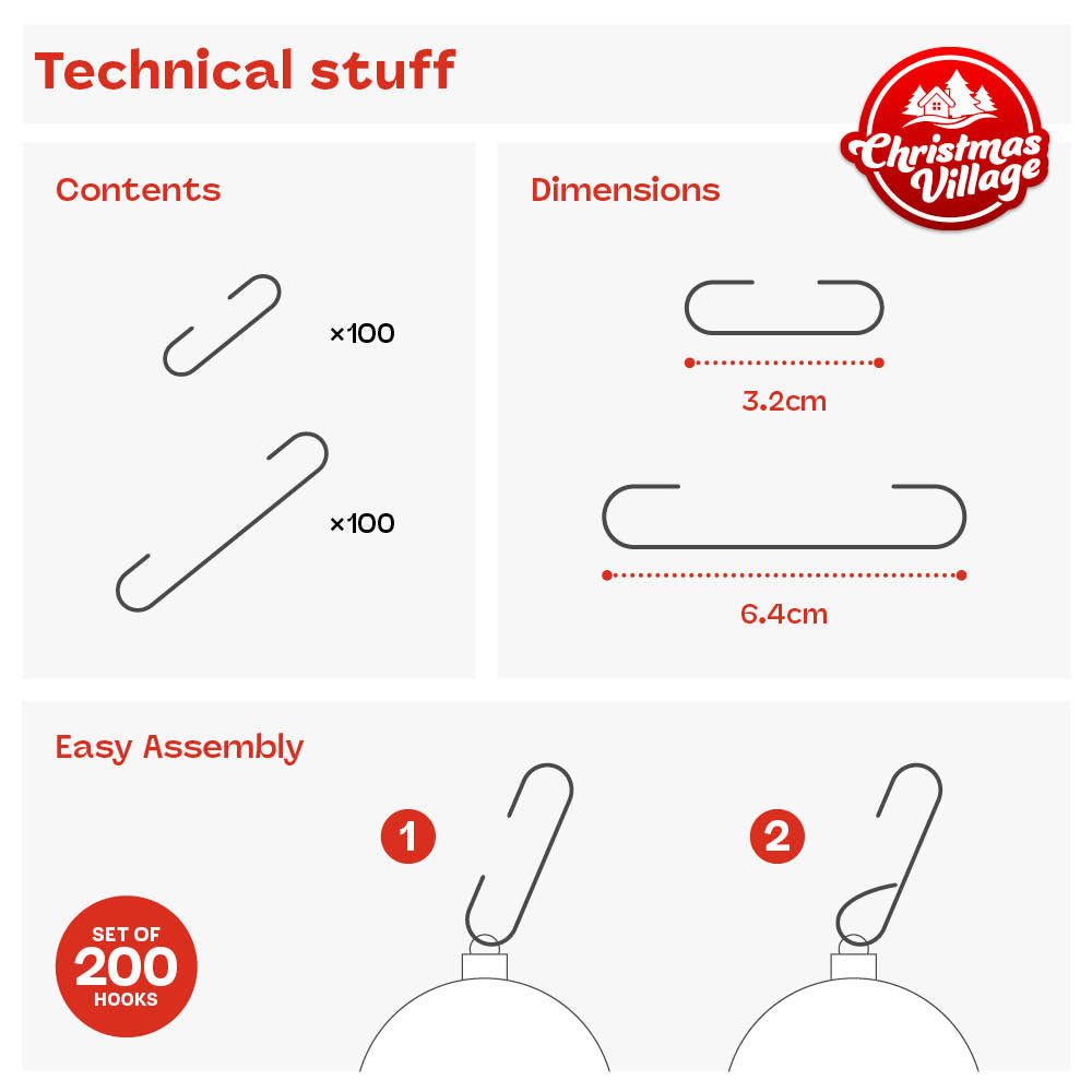 Bauble Hooks Set Mini And Small Ornament Hangers Silver