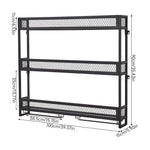 3-tier Wall-mounted Metal Wine Rack With Stemware Holders & Led Strip
