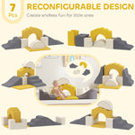 Kids Soft Play Set, 7 Piece Foam Climbing Blocks | Yellow