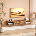 120 Cm Floating Tv Unit With Flip Drawer And Shelves | Rustic Brown