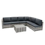Rattan Modular 7 Piece Furniture Set - Grey | Grey
