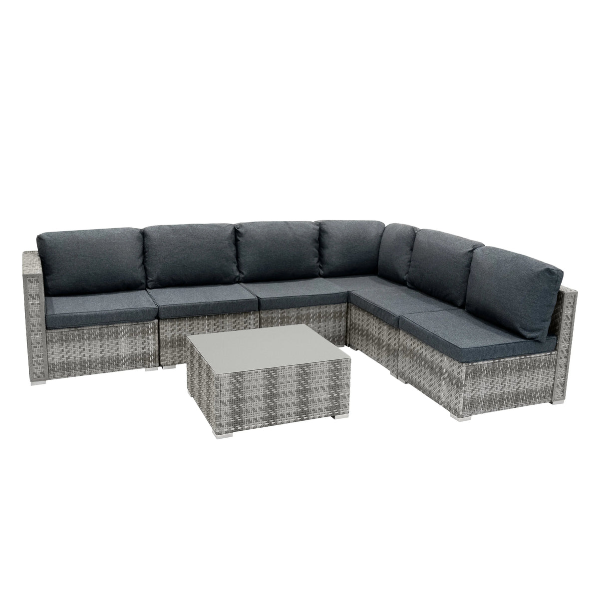 Rattan Modular 7 Piece Furniture Set - Grey | Grey