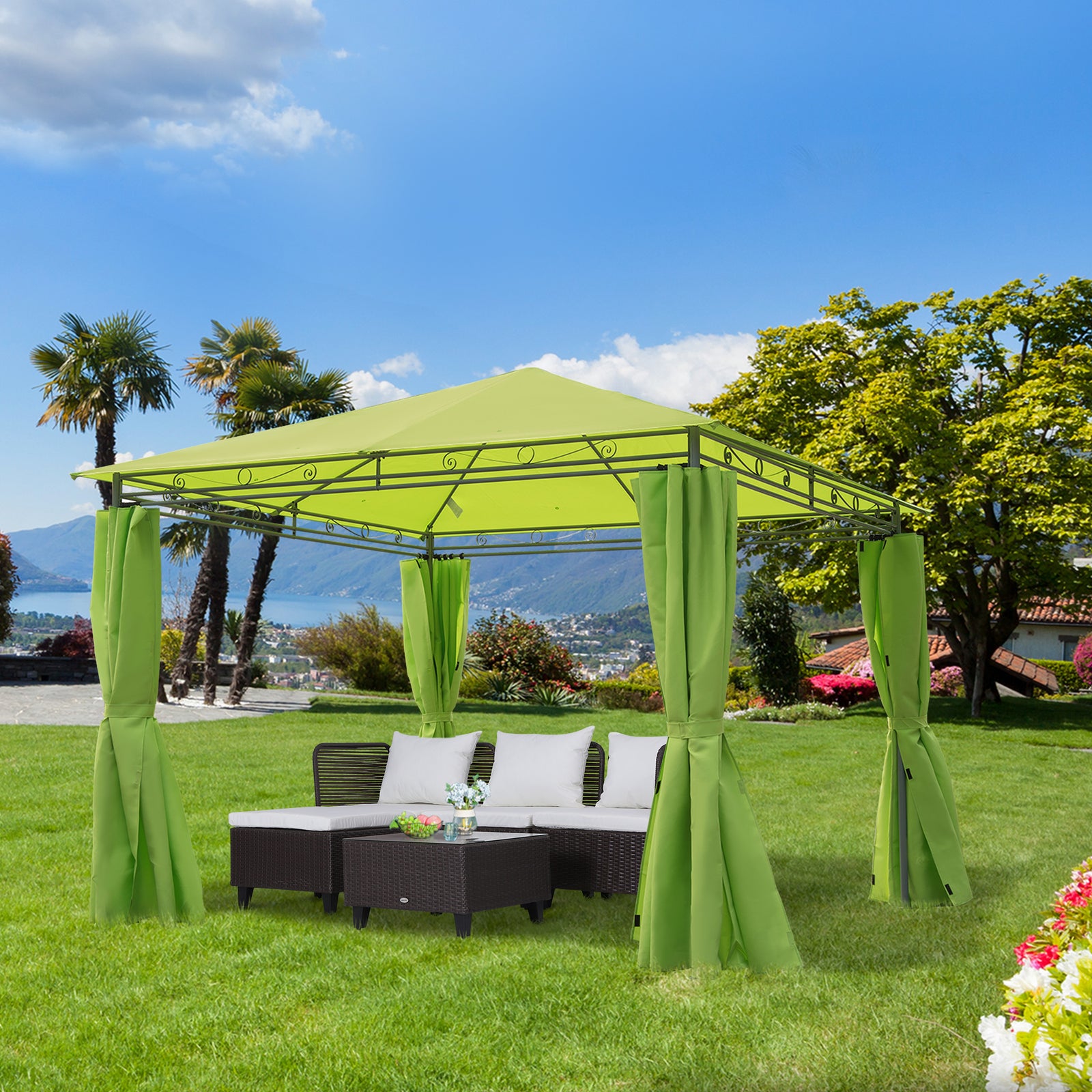 Garden Metal Gazebo Marquee Patio Party Tent Canopy Shelter | Green