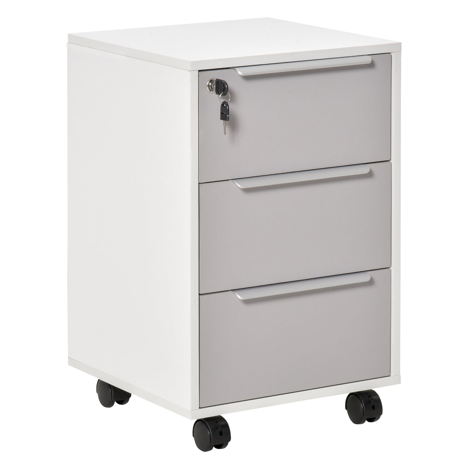 Modern 3 Drawer Mobile Locking File Cabinet