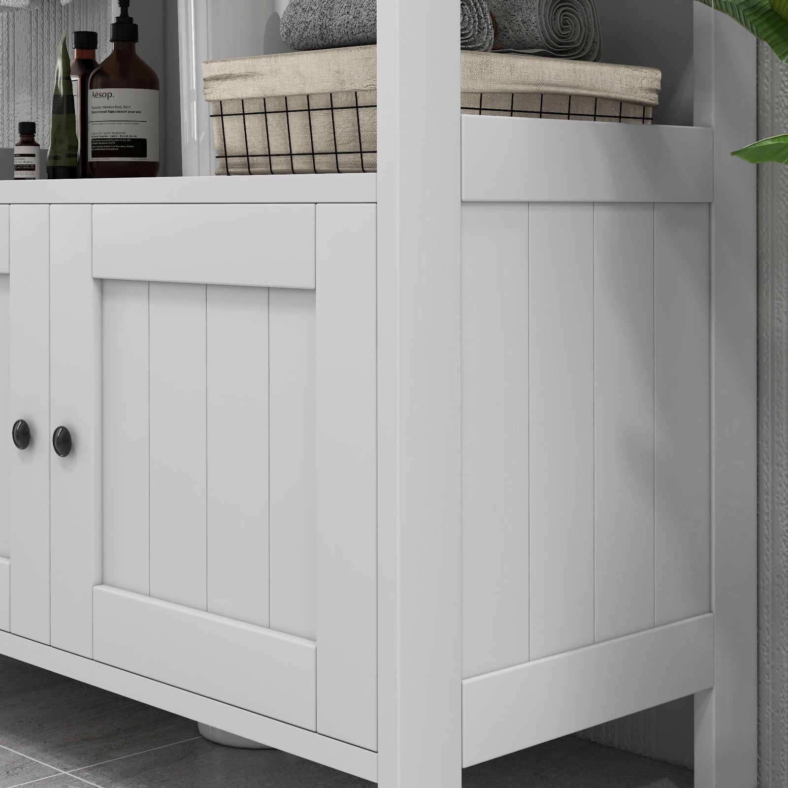 Bathroom Pedestal Under Sink Cabinet With Door | One Size | White