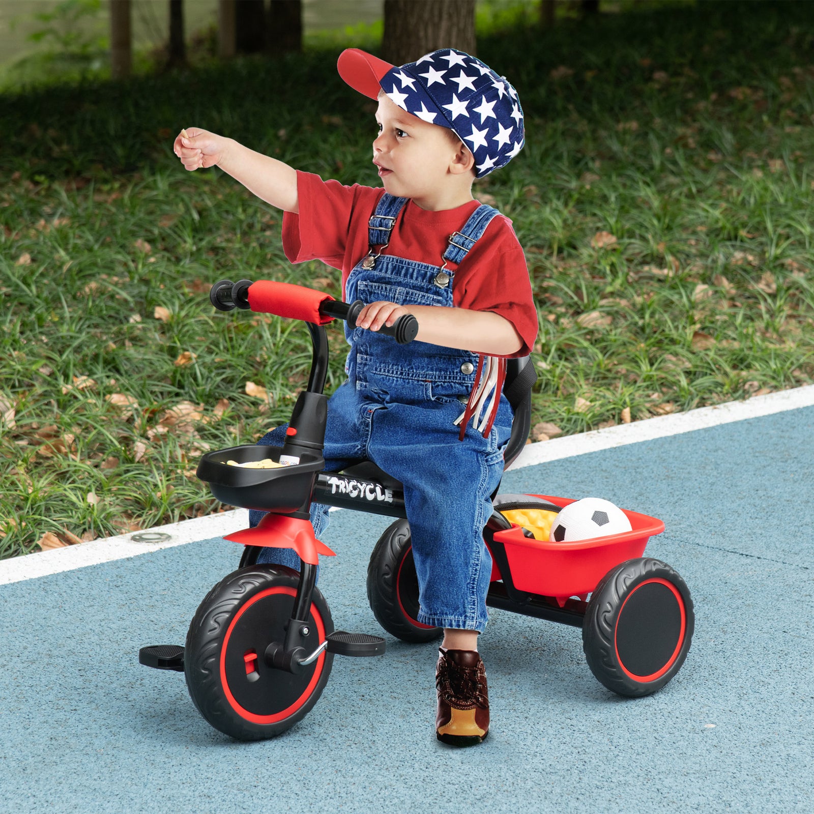 Kids Trike For 2 To 5 Years With Adjustable Seat, Baskets | Red