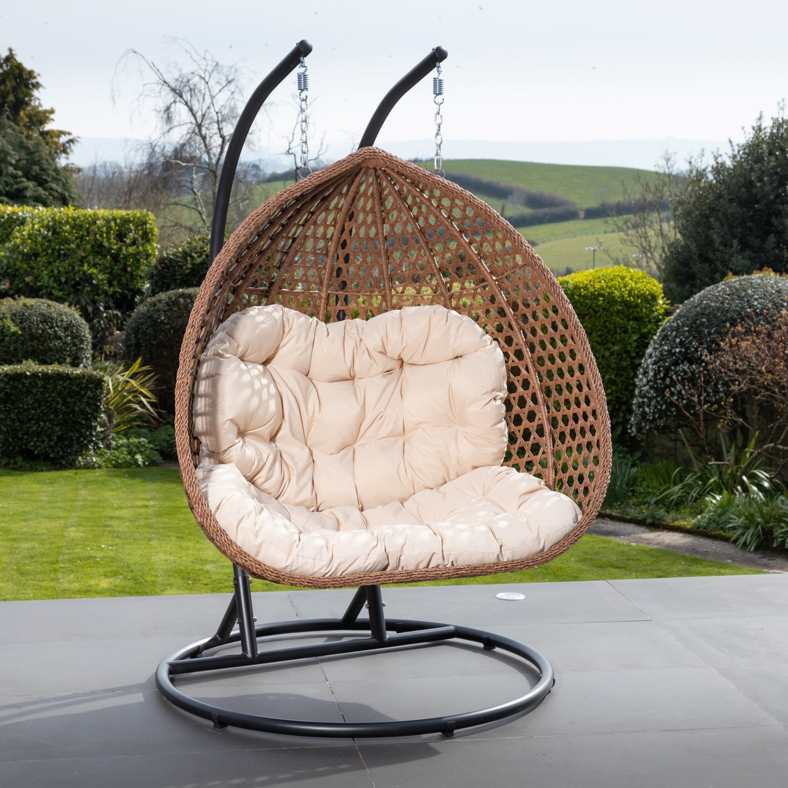 Henley Double Swing Egg Pod Chair | Cream