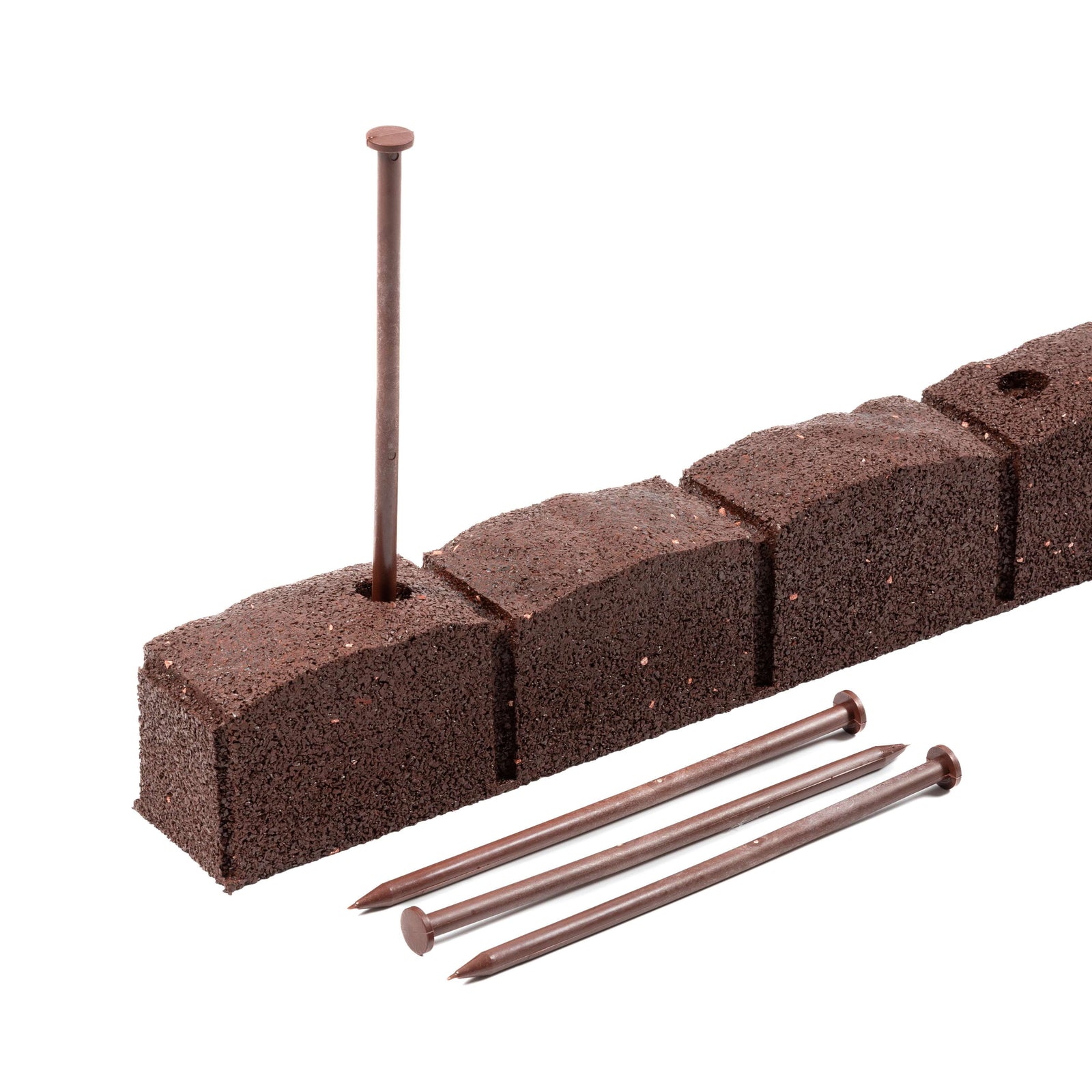 Roman Stone Recycled Rubber Lawn Border Edging | Set of 22 | Brown
