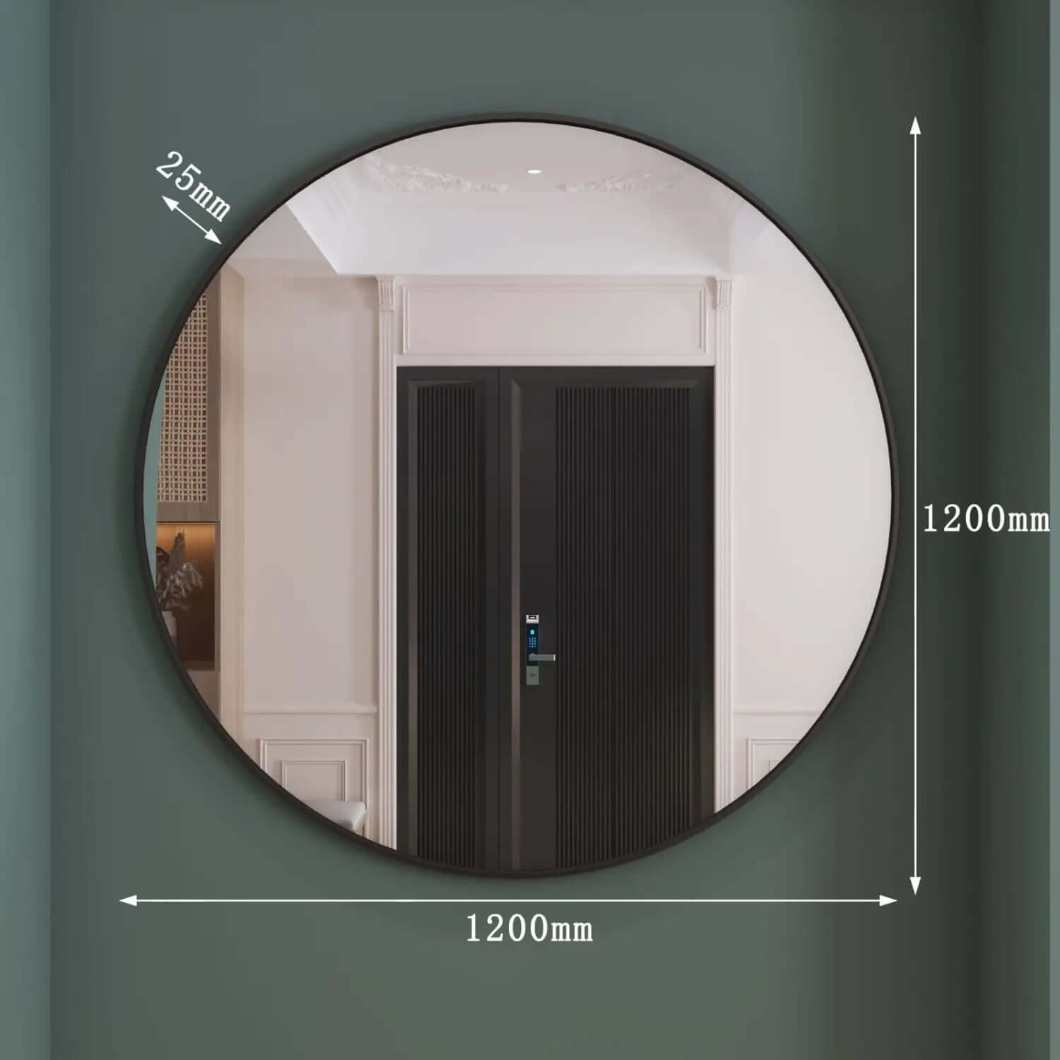 Rei - Round Metal Circle Mirror | 120cm x 120cm | Black
