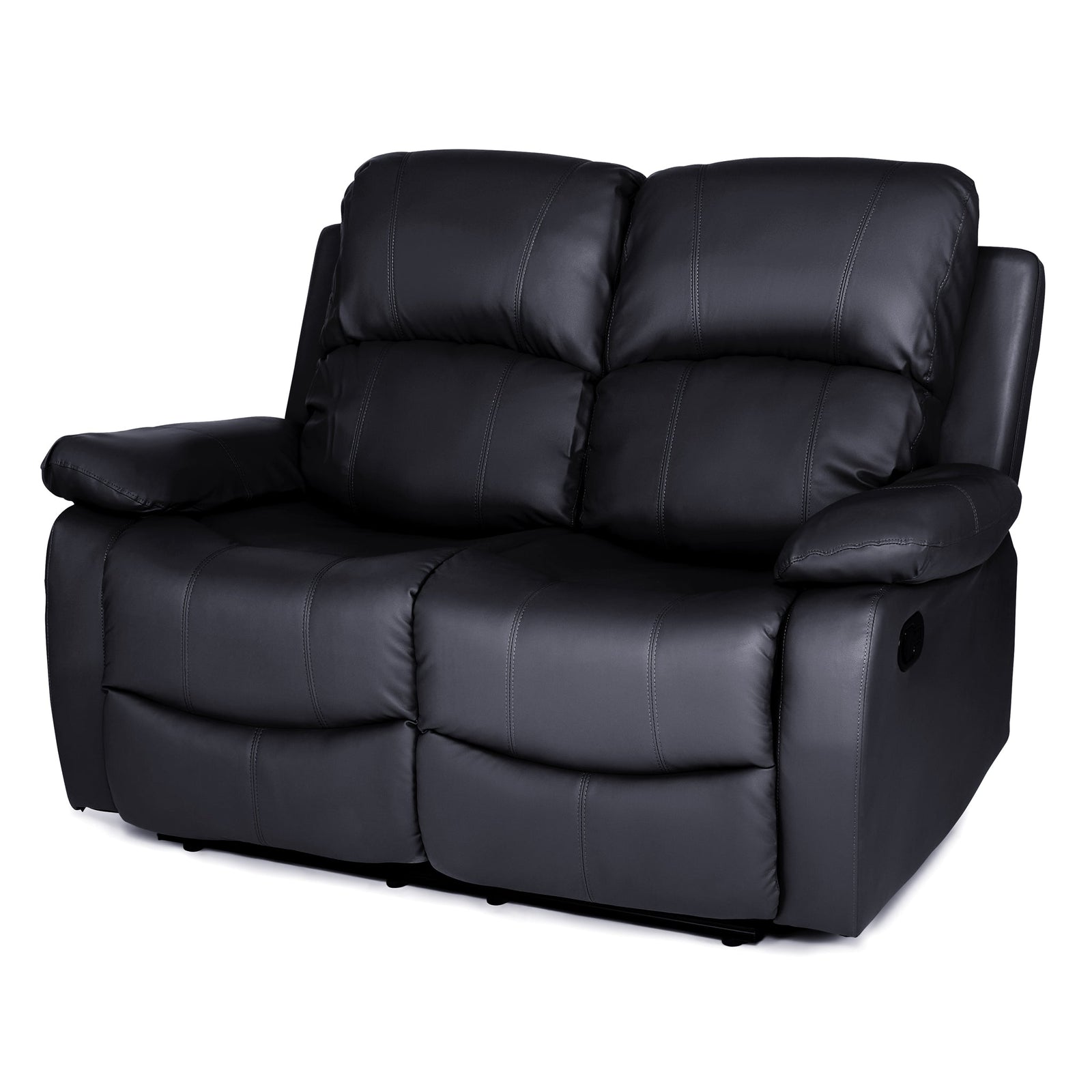 Bonded Leather Recliner Sofa - 2 Seater | Black