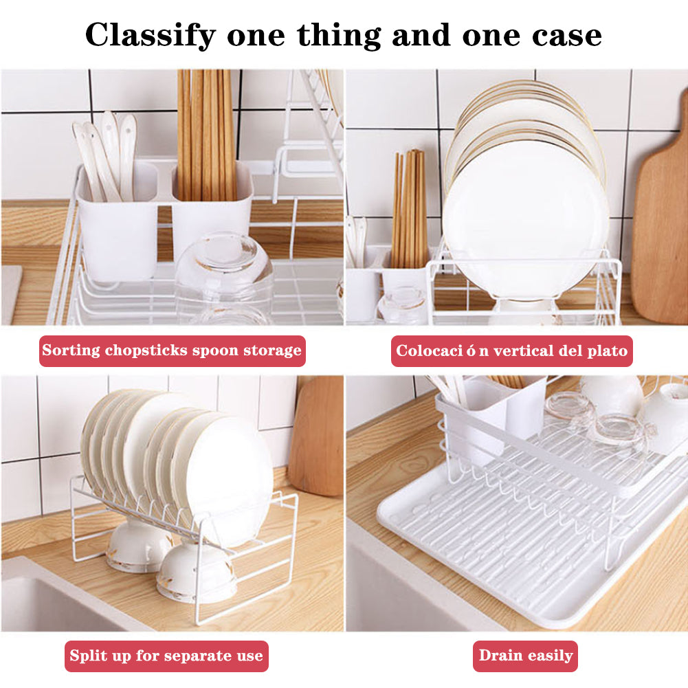 2-tier Metal Kitchen Dish Drainer Rack | White