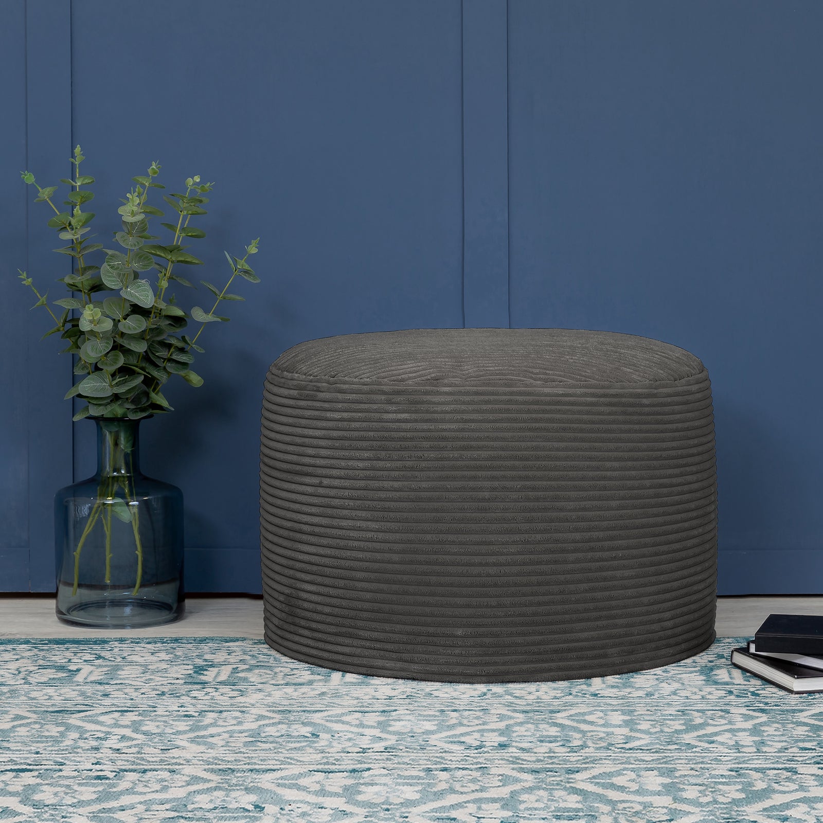 Frankie Cord Bean Bag Pouffe | Charcoal