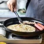 27.5/30/33/35cm Dia Pre-seasoned Round Dual-handle Cast Iron Grill Pan | Extra Large