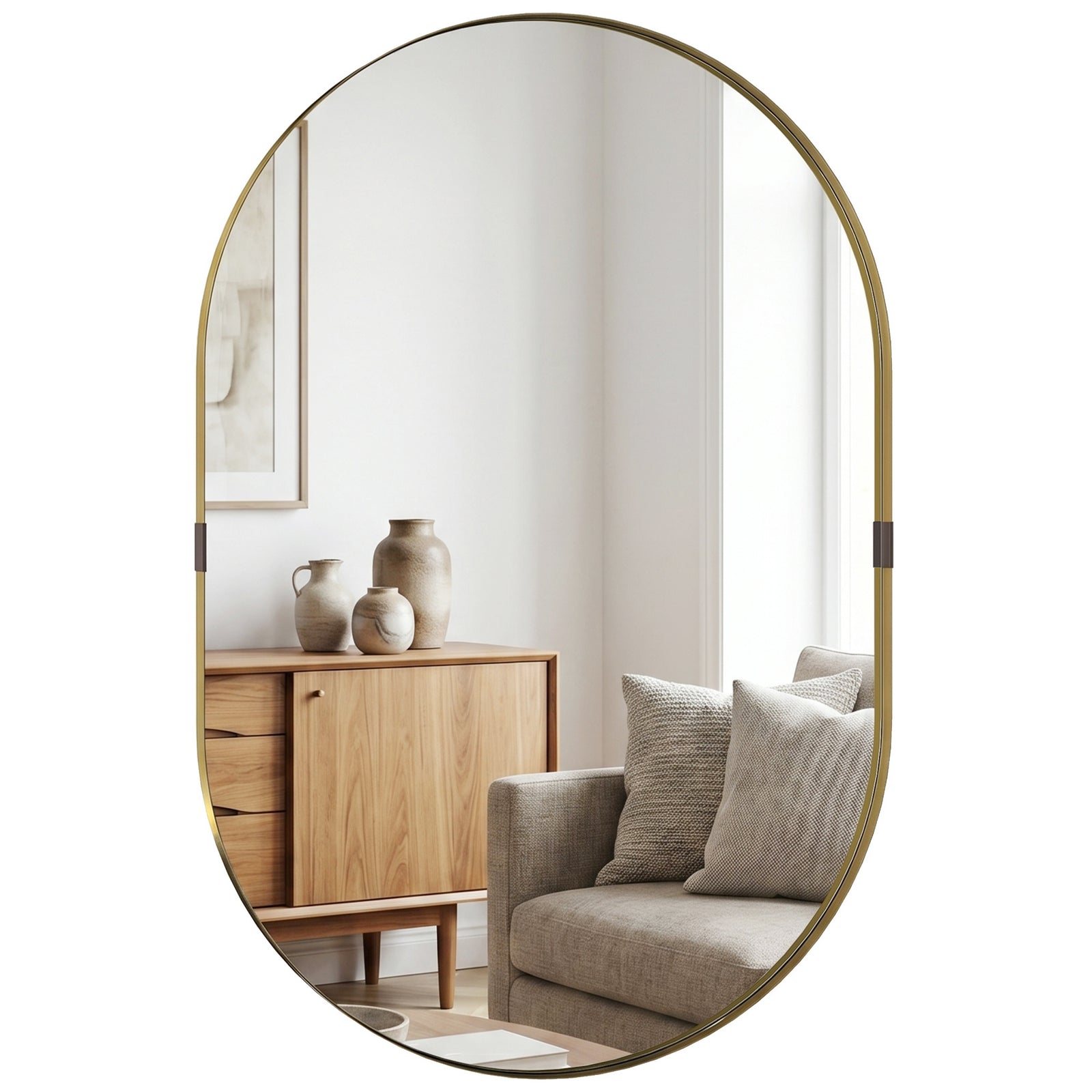Wall Mirror With Elevated Aluminium Alloy Frame, 60 X 90 Cm | Gold