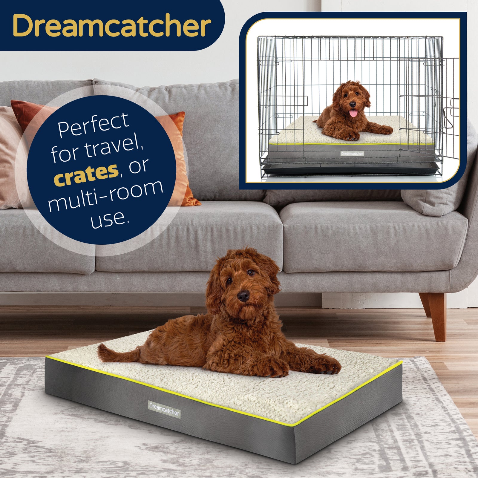 Grey Small To Xxl Dog Beds Orthopaedic Extra Large Flat Crate Pet Mattress, Removable Washable Cover | 89cm | Grey