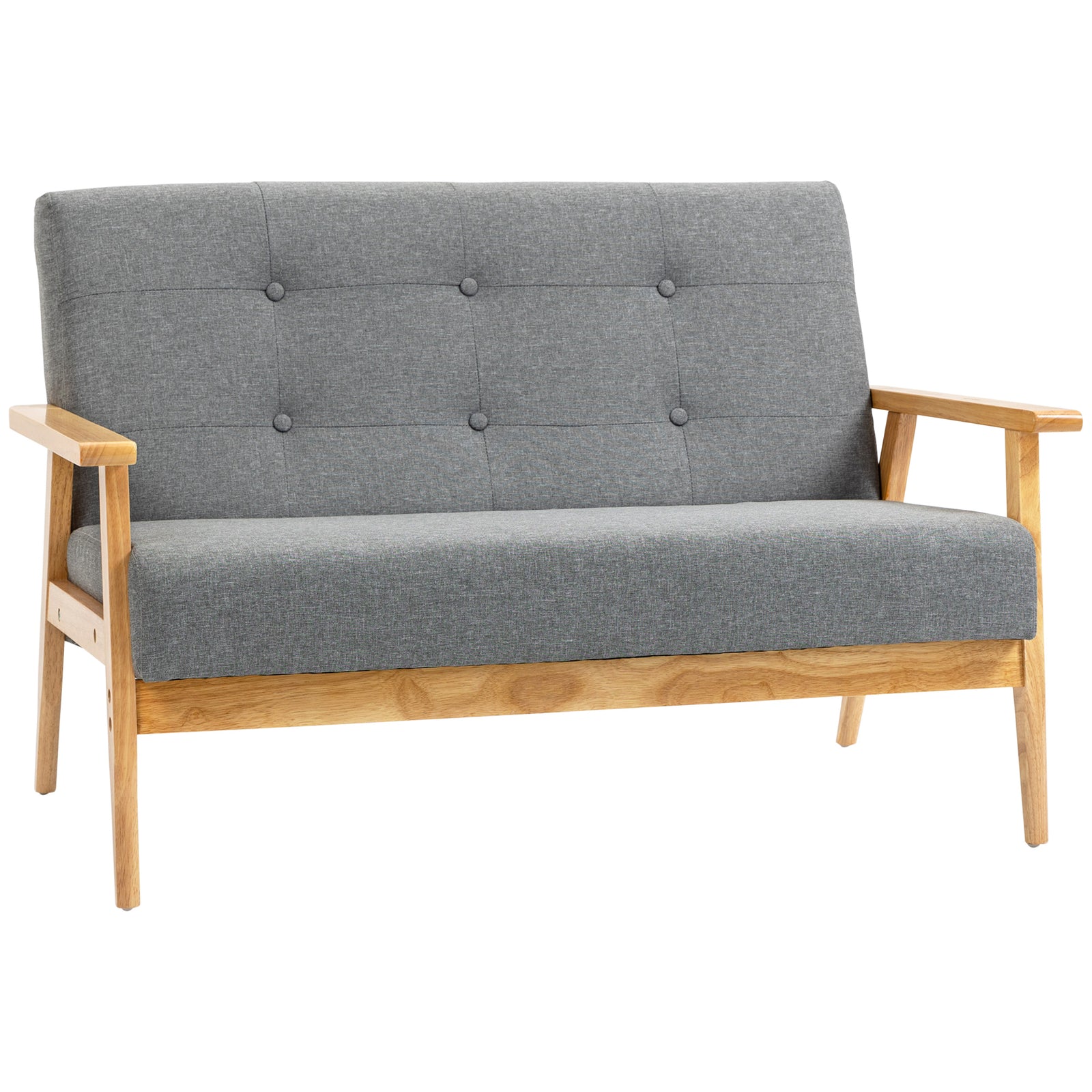 Modern 2 Seater Sofa Upholstery Couch Rubber Wood Legs