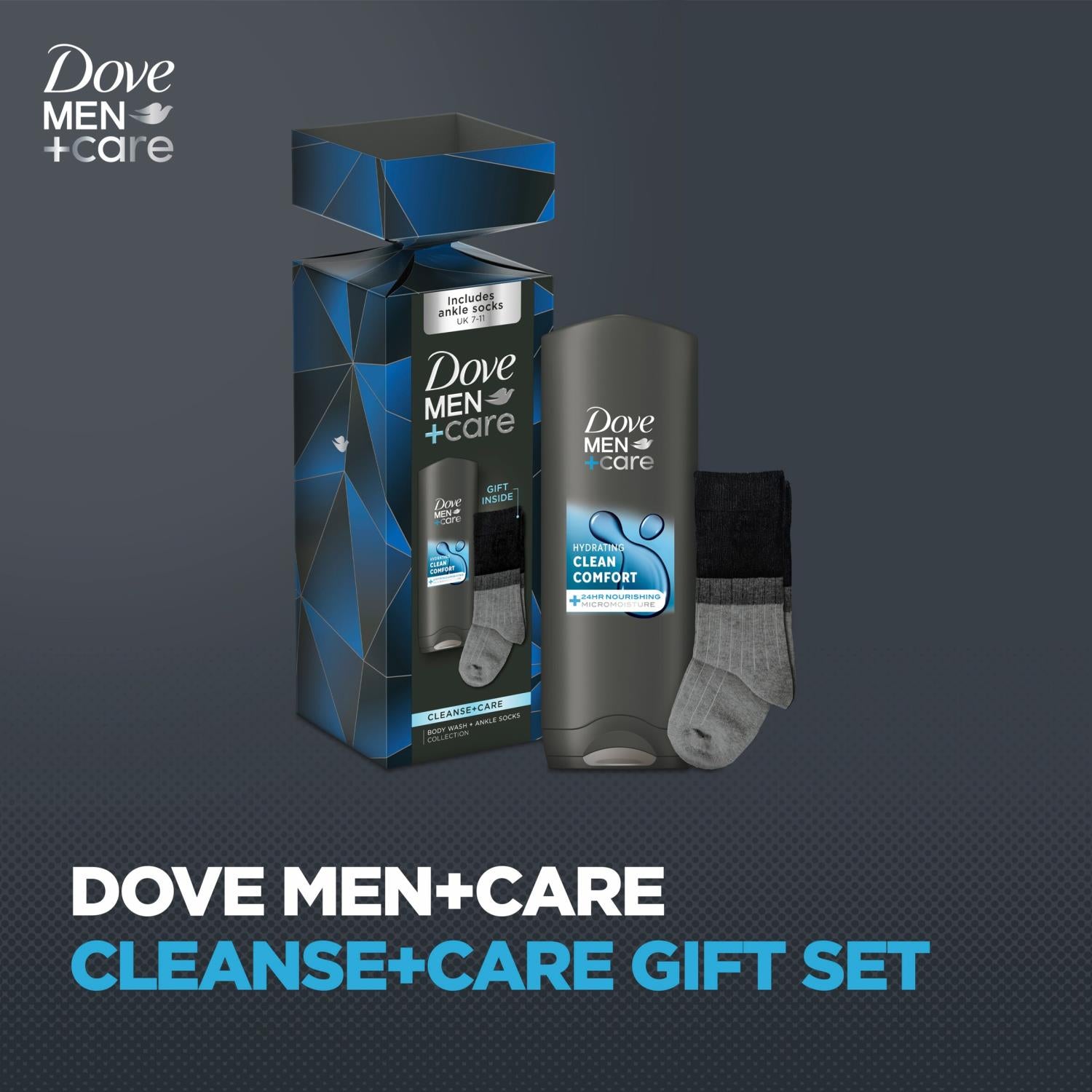 Cleanse And Care Body Wash And Socks Gift Set For Him With Cracker | Set of 3