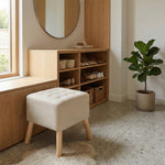 Linen Upholstered Footstool | Light Grey