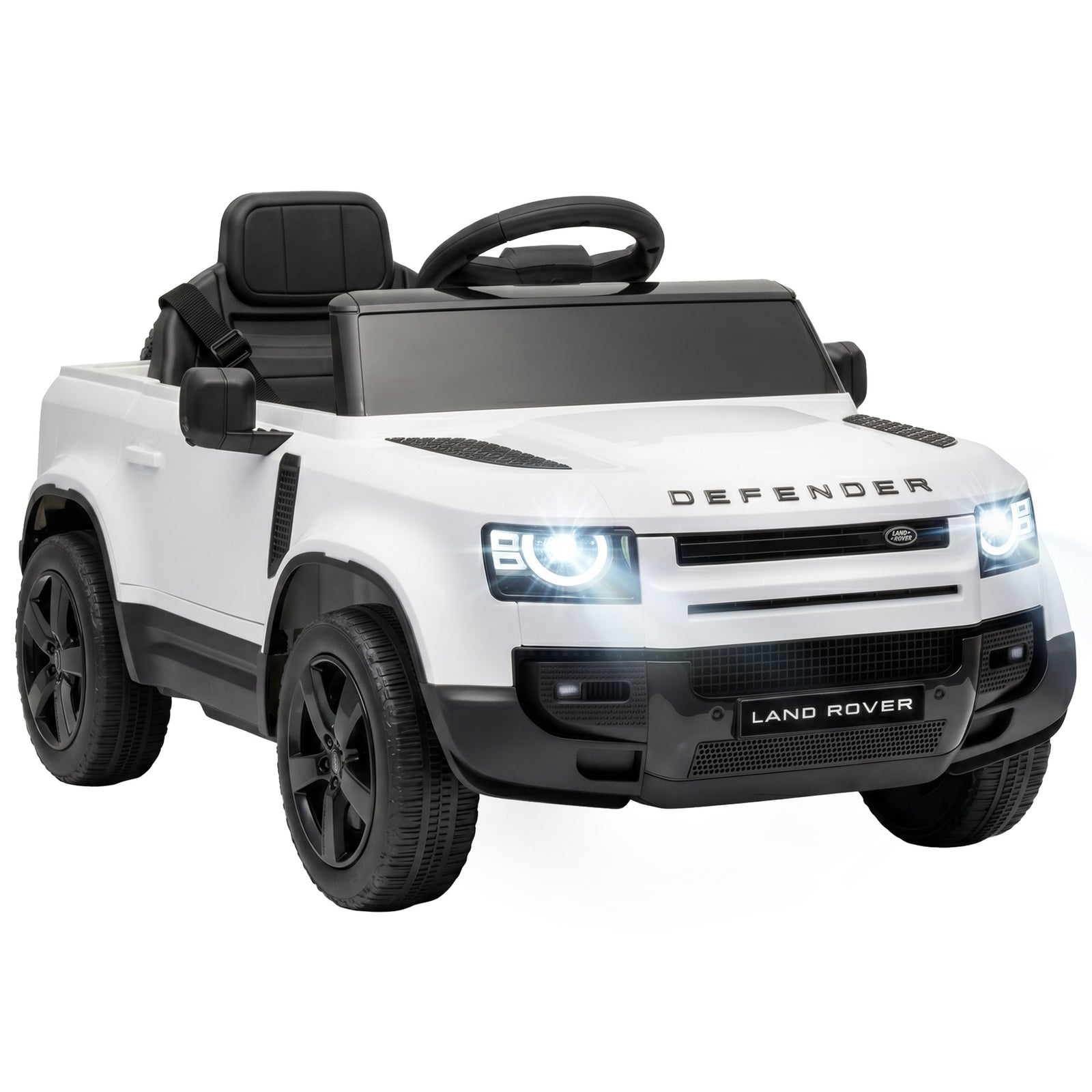 Land Rover Defender Licensed 12v Kids Ride On Car W/ Remote | White