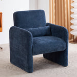 Chenille Modern Accent Chair With Lumbar Pillow | Blue