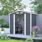 7 X 4ft Metal Garden Shed W/ Double Doors Gloves | Dark Gray