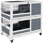 Double Deckers Indoor Rabbit Hutch W/ Feeding Trough, Slide-out Trays