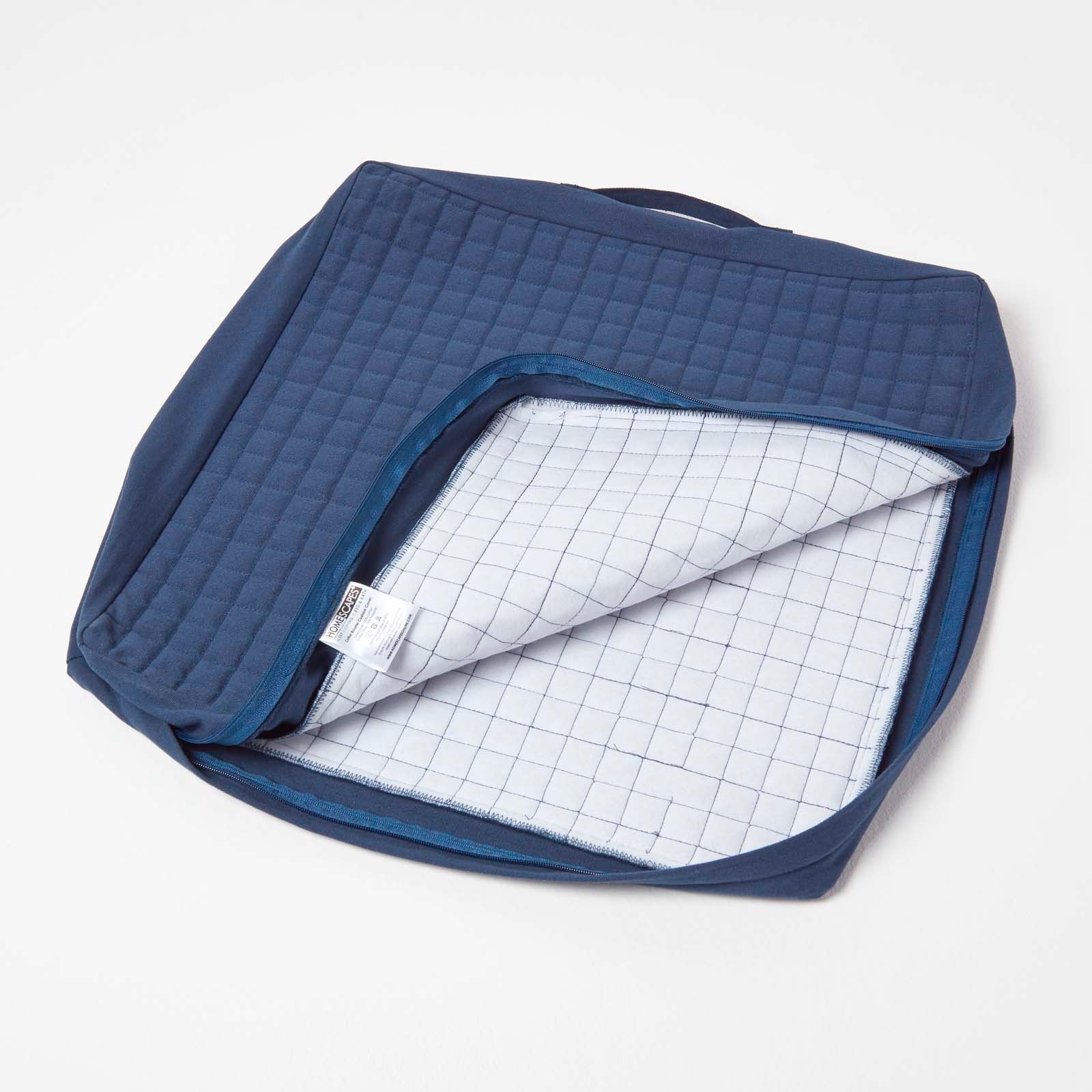 Quilted Cotton Armchair Booster Cushion Cover | 50cm x 50cm | Navy Blue