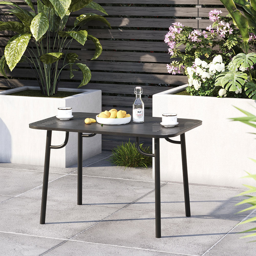 Rectangular Outdoor Garden Metal Table - 120/160cm W X 80cm D X 75cm H | Medium | Black