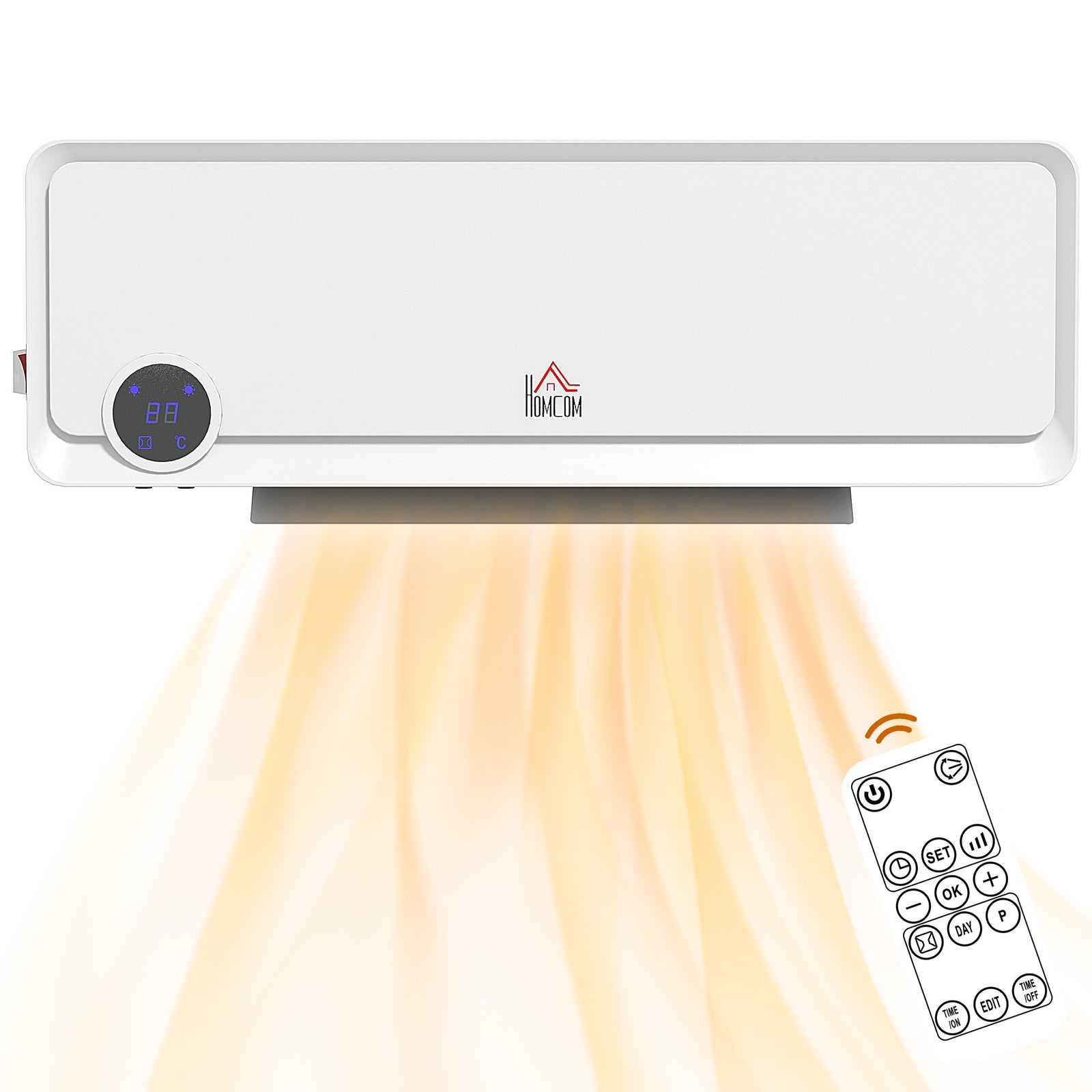 1000w/2000w Wall Downflow Heater 10-49 Degree Temperature | One Size | White