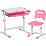 Kids Desk And Chair Set W/ Drawer, Pen Slot Hook | Pink
