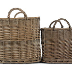 Wicker Antique Wash Rectangular Hessian Lined Basket | Set-of-2 | Brown