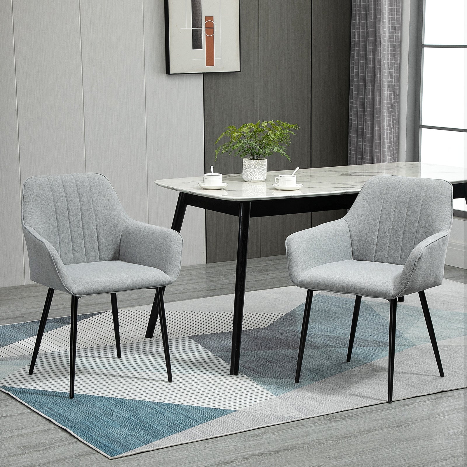 Dining Chairs Set Of 2 Linen Fabric Accent Chairs Metal Legs