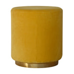 Solid Mango Wood In818 - Mustard Velvet Footstool With Gold Base