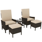 5 Pcs Rattan Garden Furniture Set W/ Cushions | Khaki