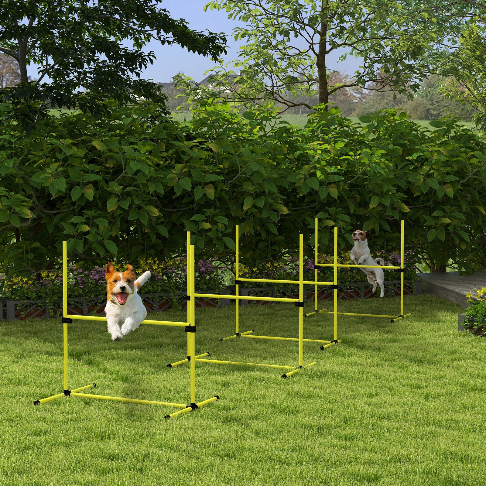 Pawhut 4 Pieces Dog Agility Training Equipment With Carrying Bag, Yellow