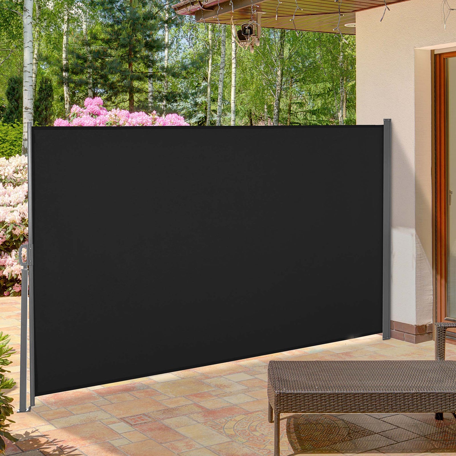 Retractable Sun Side Awning Screen | Small | Black