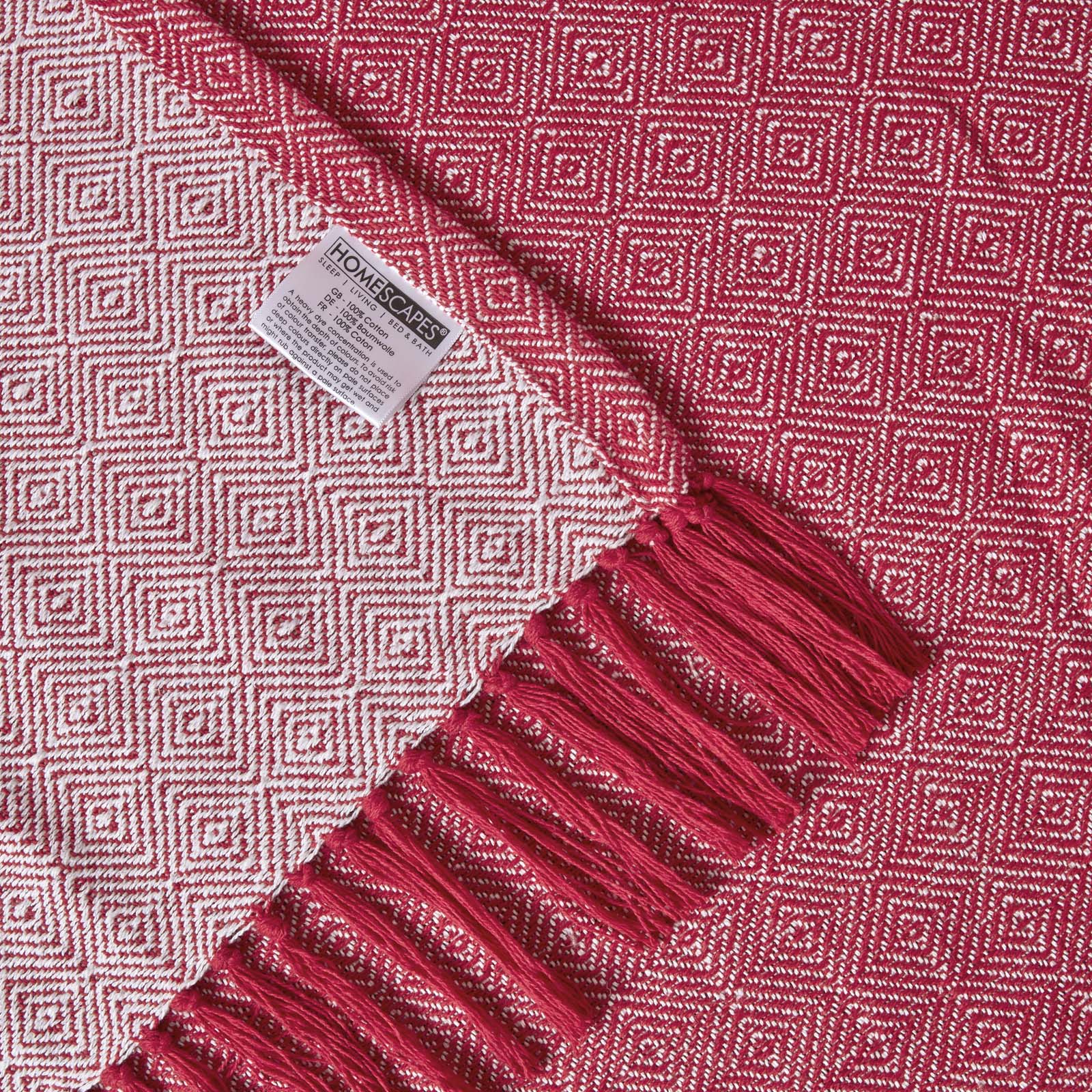 Malda Cotton Throw With Tassels | 150cm x 200cm | Red